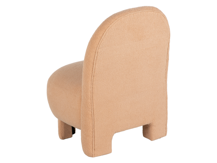Light Brown Bouclé Modern Armless Accent Chair with Curved Back & Plush Seat - view 4