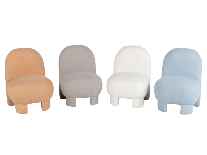Beige Bouclé Modern Armless Accent Chair with Curved Back & Plush Seat - view 5