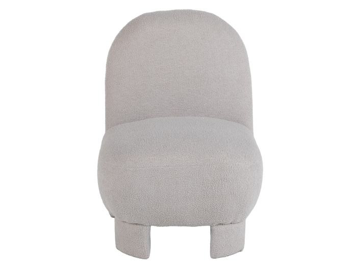 Light Gray Bouclé Modern Armless Accent Chair with Curved Back & Plush Seat - view 2