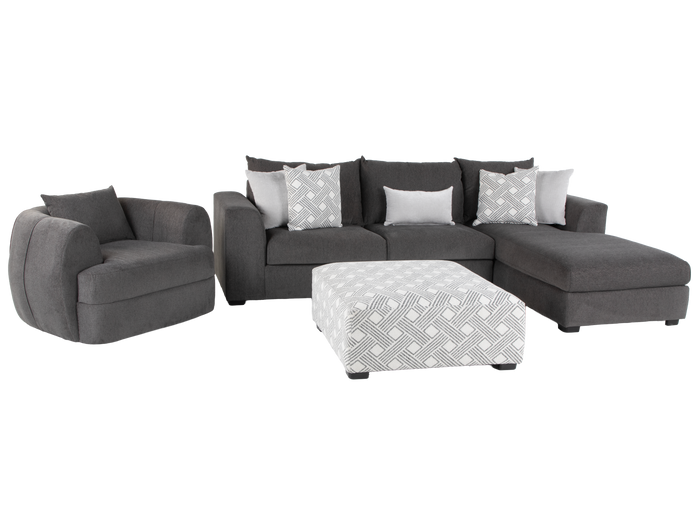 Light Grey Geometric Square Cocktail Ottoman - view 3