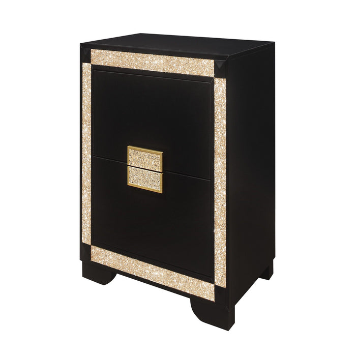 Lively - Nightstand With Glitter Detail And Thick Bar Handle Hardware - Black - view 3