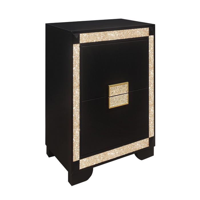 Lively - Nightstand With Glitter Detail And Thick Bar Handle Hardware - Black - view 4