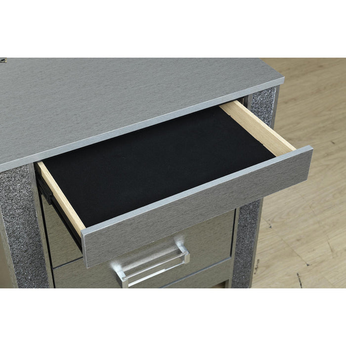 Lorenzo - Nightstand With Hidden Compartment And Handles - Silver - view 2
