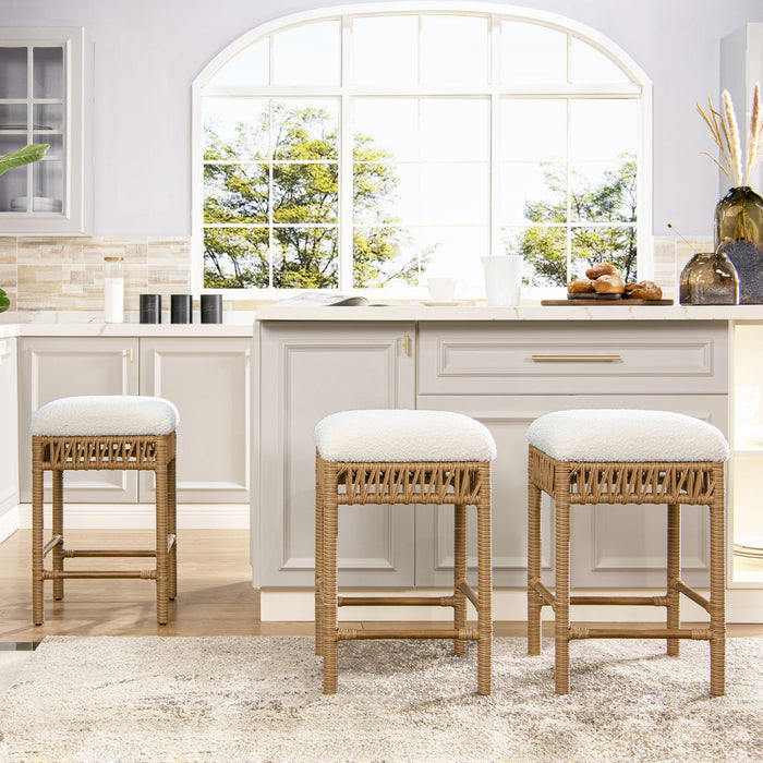 Lucia - Backless Upholstered Counter Stool With Frame - Ivory White - Bel Furniture