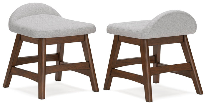 Lyncott light gray desk chairs with brown wood legs and cross bracing - Bel Furniture