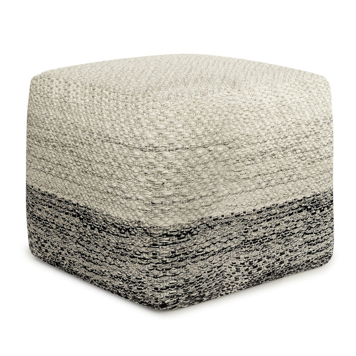 Macie - Square Woven Outdoor / Indoor Pouf - Gray / White - view 5