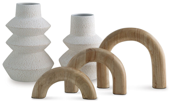 Maddwarth - White / Natural Brown - Accessory Set (Set of 5) by Signature Design by Ashley® | Bel Furniture