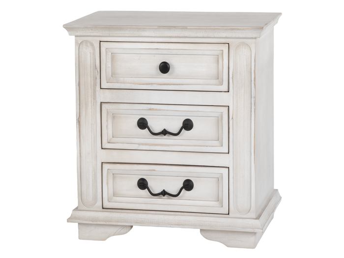 Magnolia Savanna White 3-Drawer Nightstand | Farmhouse Bedside Table