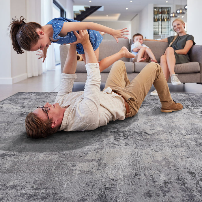 Marfi - 6' X 9' Abstract Area Rug - Light Gray - view 6