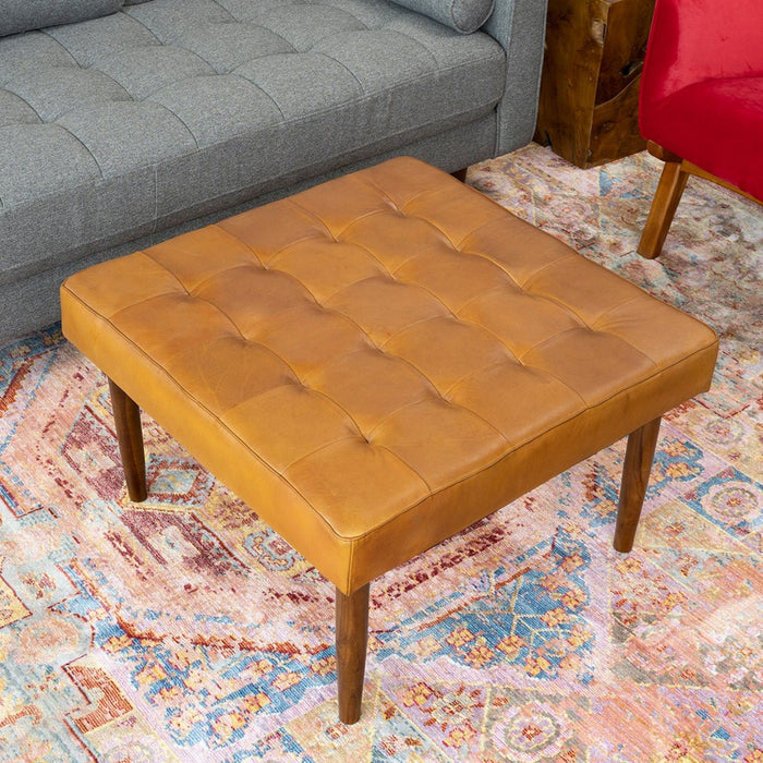 Mark - Tufted Square Genuine Upholstered Ottoman - view 4