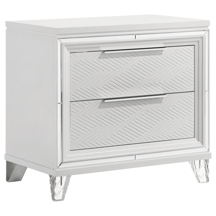 Marmore 2-Drawer Nightstand Bedside Table White