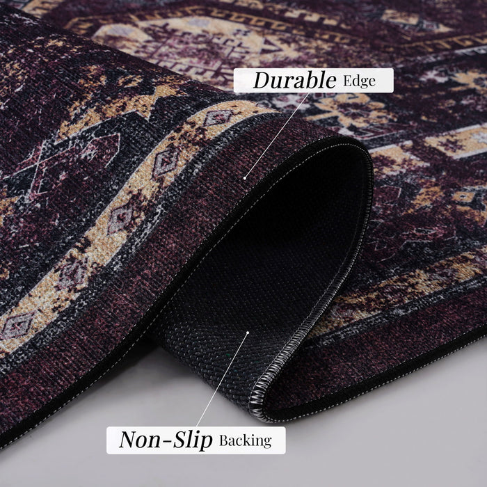 Maval - 5' X 8' Washable Area Rug - Black / Burgundy - view 3