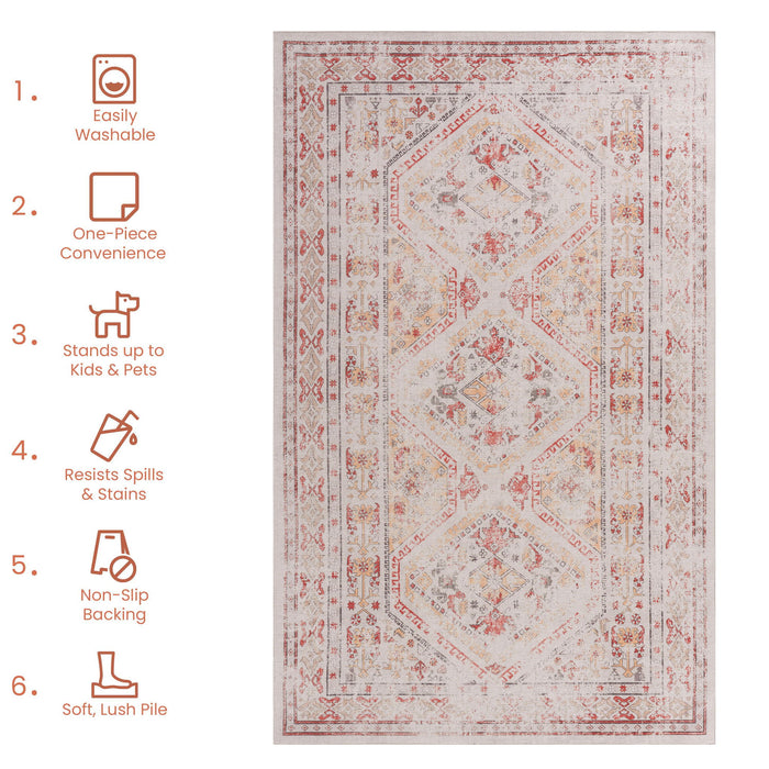 Maval - 6' X 9' Washable Area Rug - Beige - view 5