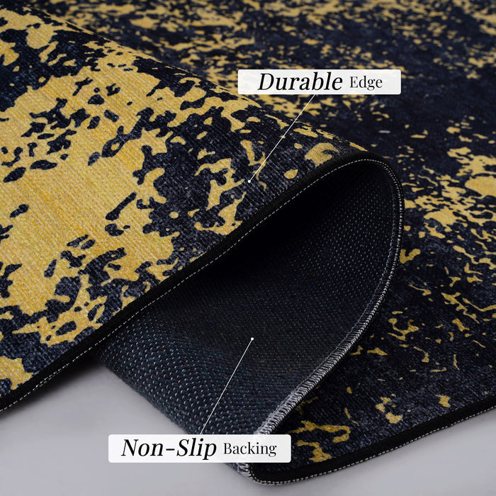 Maval - 6' X 9' Washable Area Rug - Black / Gold - view 6