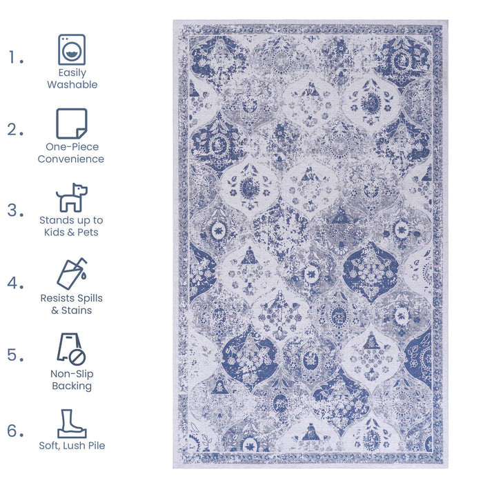 Maval - 6' X 9' Washable Area Rug - Blue - view 2