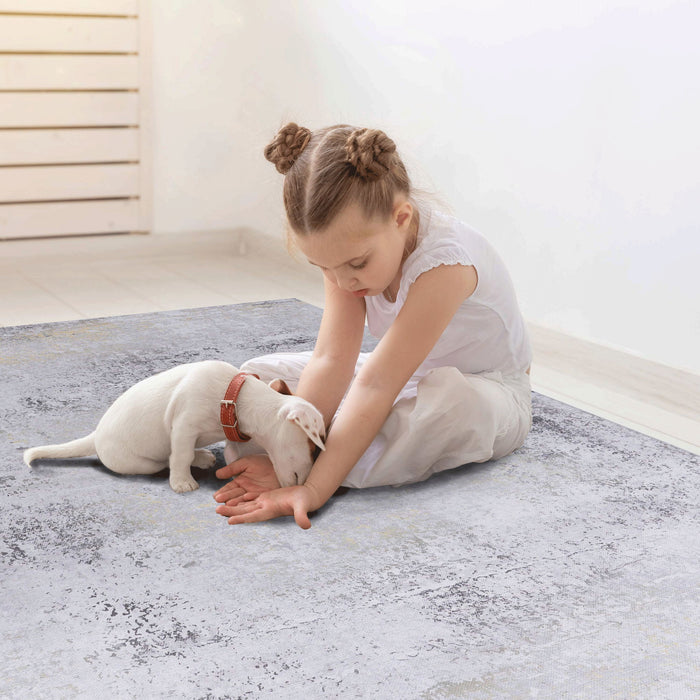 Maval - 6' X 9' Washable Area Rug - Gray / Gold - view 7