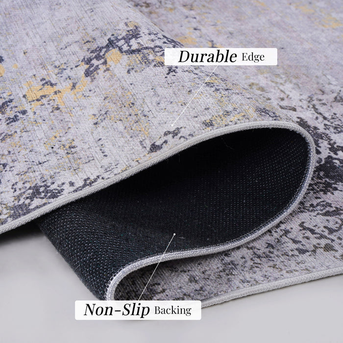 Maval - 6' X 9' Washable Area Rug - Gray / Gold - view 8