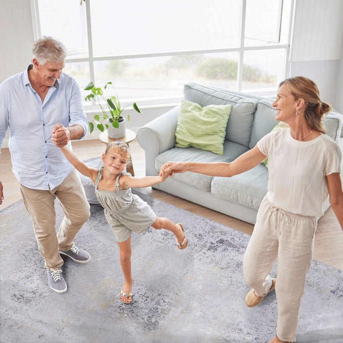 Maval - 8' X 10' Area Rug Washable - Gray / Gold - view 2