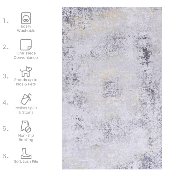 Maval - 8' X 10' Area Rug Washable - Gray / Gold - view 7
