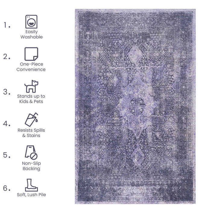 Maval - 8' X 10' Washable Area Rug - Anthracite - view 7
