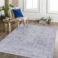 Maval - 8' X 10' Washable Area Rug - Blue / Cream