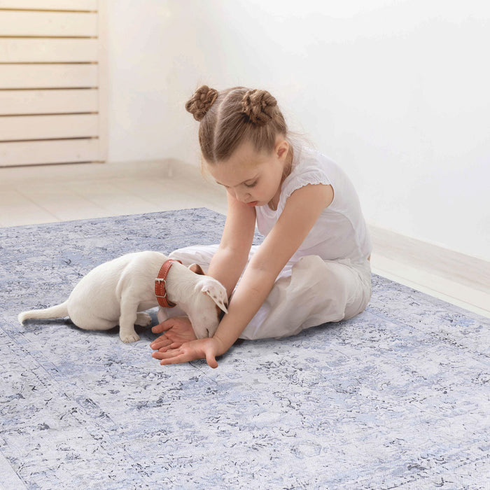 Maval - 8' X 10' Washable Area Rug - Blue / Cream - view 4