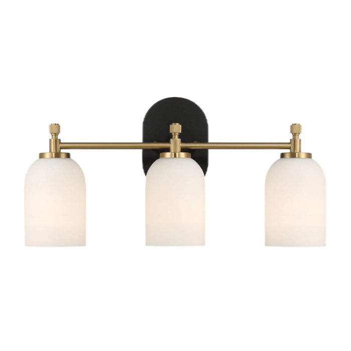 Meadows - 3 Lights Vanity Brush Bathroom Wall Light For Bathroom Over Mirror - Black / Gold / White - view 2