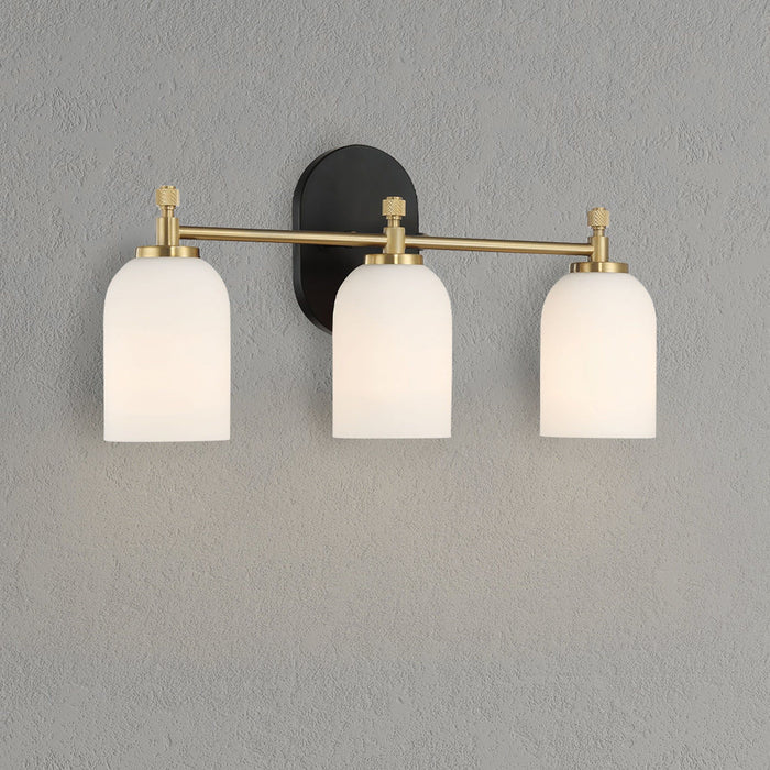 Meadows - 3 Lights Vanity Brush Bathroom Wall Light For Bathroom Over Mirror - Black / Gold / White - view 6