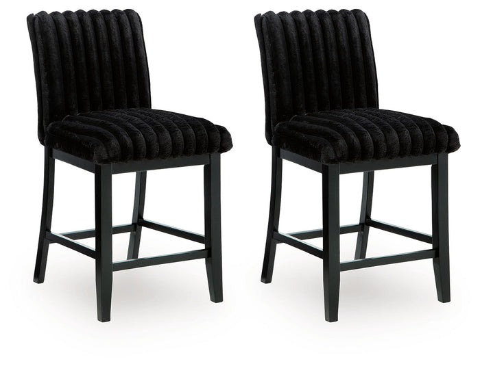 Mervannie Upholstered Barstool (Set of 2) Black