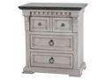 Mission Crest Rustic Farmhouse Two-Tone Nightstand Weathered Gray/White with Dark Top