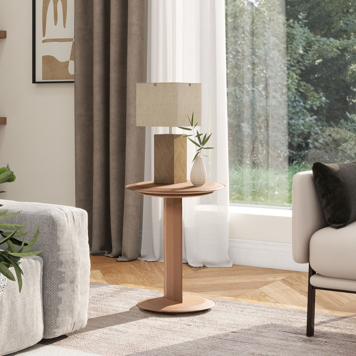 Mode - Leatherette Round C-Shaped Sofa Side Table - Saddle Brown by Jennifer Taylor Home | Bel Furniture