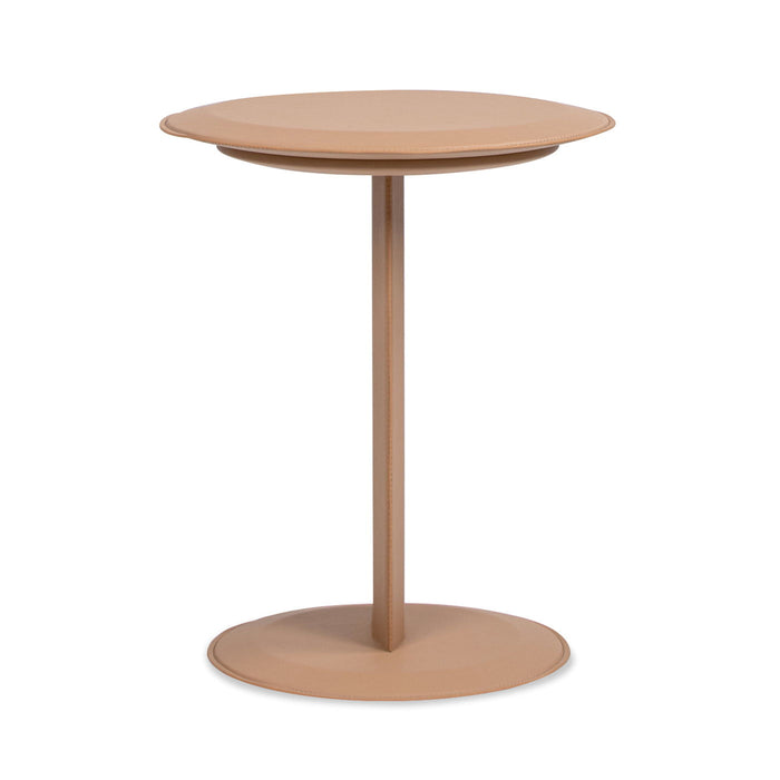 Mode - Leatherette Round C-Shaped Sofa Side Table - Saddle Brown - view 3