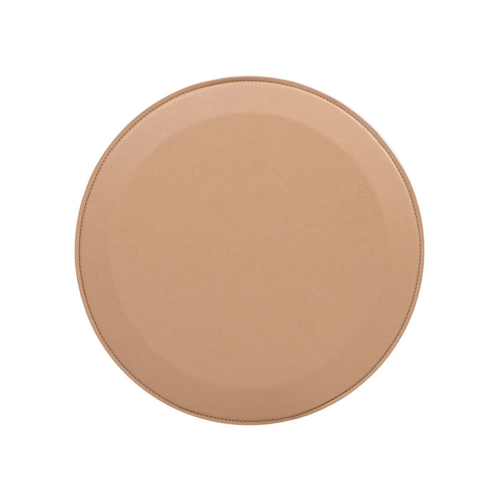 Mode - Leatherette Round C-Shaped Sofa Side Table - Saddle Brown by Jennifer Taylor Home | Bel Furniture