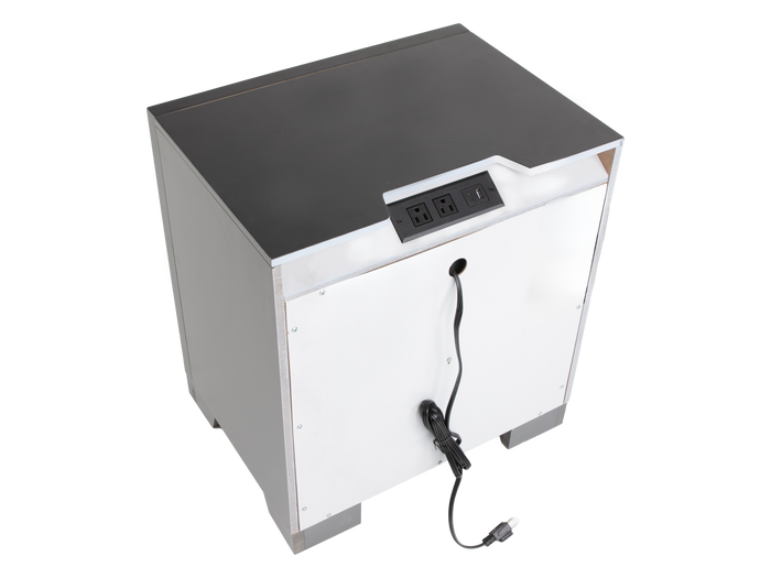 Modern Glam Graphite 2-Drawer Nightstand with USB Charging & Mirror Trim Accents