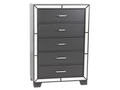 Modern Glam Graphite 5-Drawer Chest with Mirror Trim Accents