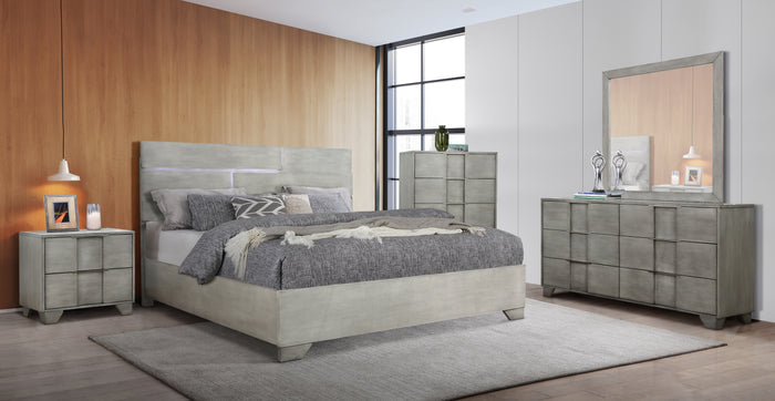 Modern Light Gray Nightstand with Nickel Hardware - view 4