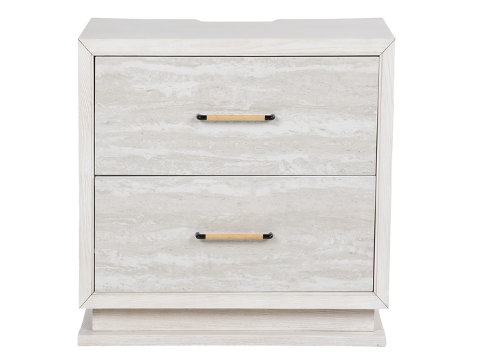 Modern White Nightstand with LED Lighting & USB Port