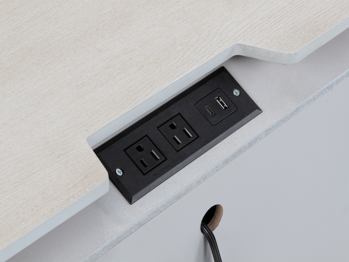 Modern White Nightstand with LED Lighting & USB Port