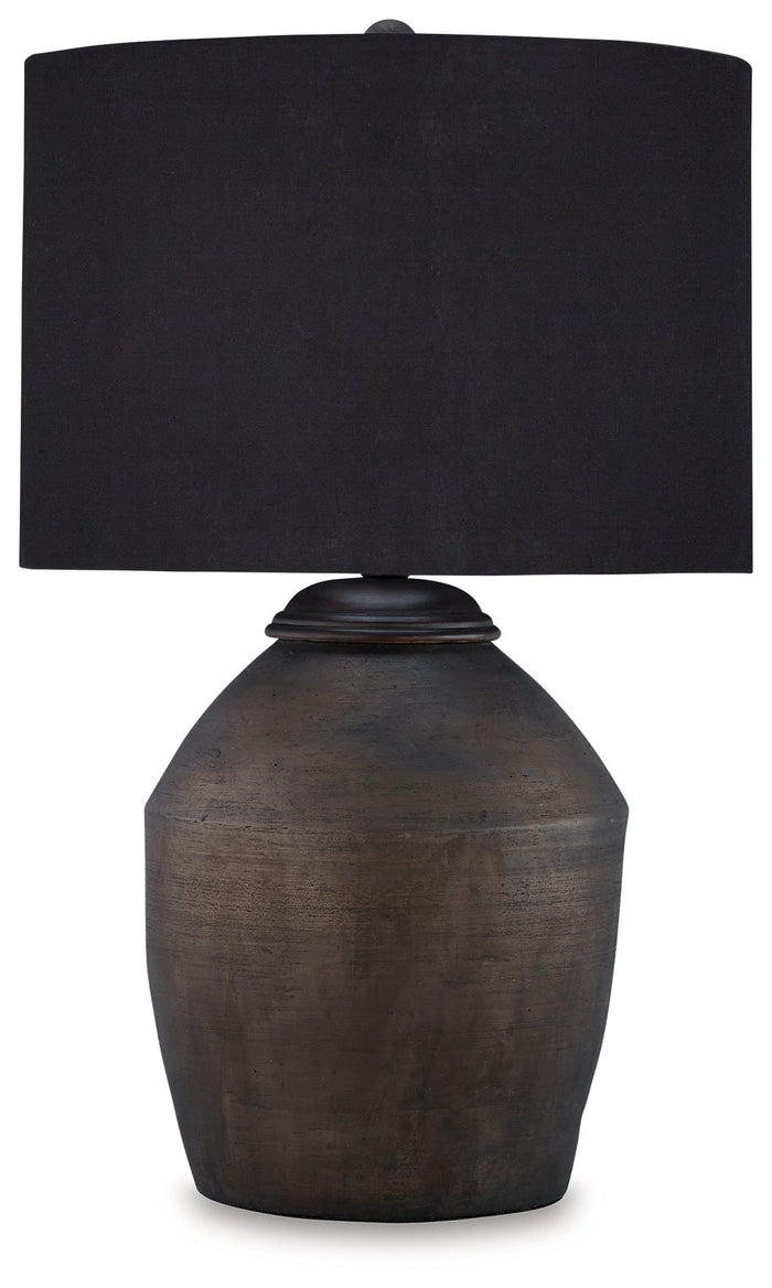Naareman - Metallic Black - Terracotta Table Lamp by Signature Design by Ashley® | Bel Furniture