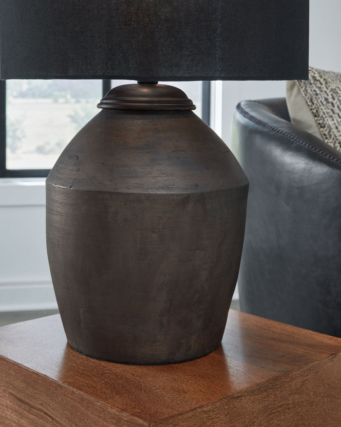 Naareman - Metallic Black - Terracotta Table Lamp by Signature Design by Ashley® | Bel Furniture