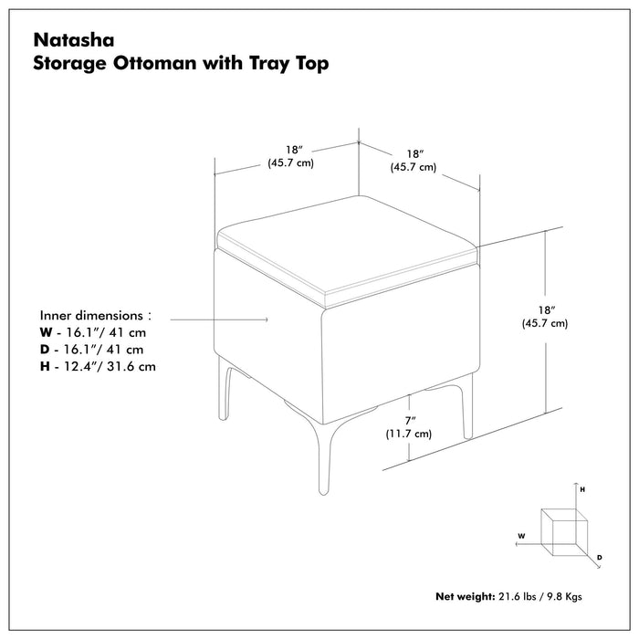 Natasha - Multifunctional Storage Ottoman With Tray - view 4