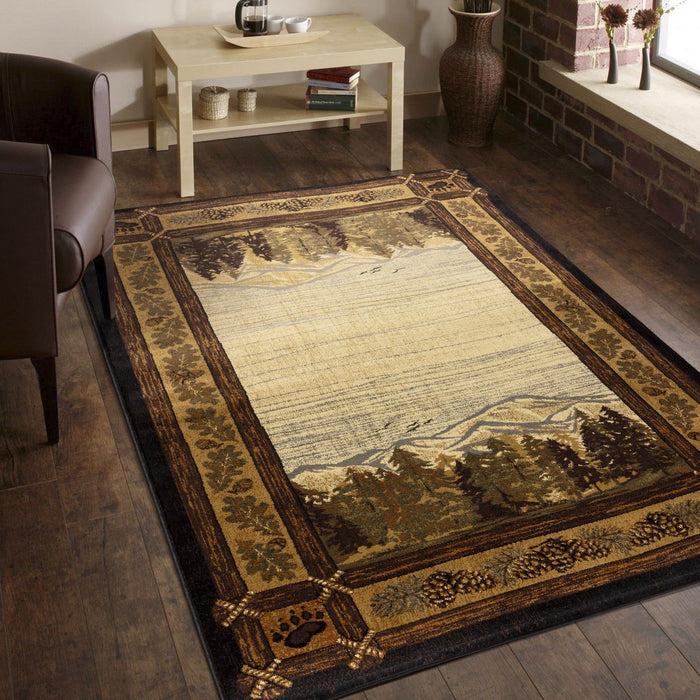 Nature's Nest - 5'3" X 7'3" Lodge Area Rug - Multi / Black by Icona Home Decor | Bel Furniture