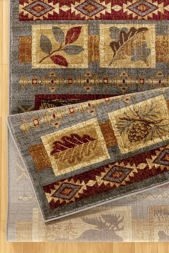 Nature's Nest - 5'3" X 7'3" Lodge Area Rug - Multi, Blue by Icona Home Decor | Bel Furniture