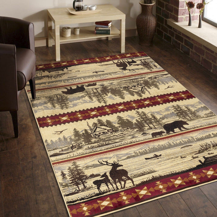 Nature's Nest - 5'3" X 7'3" Lodge Area Rug - Multi / Cream by Icona Home Decor | Bel Furniture