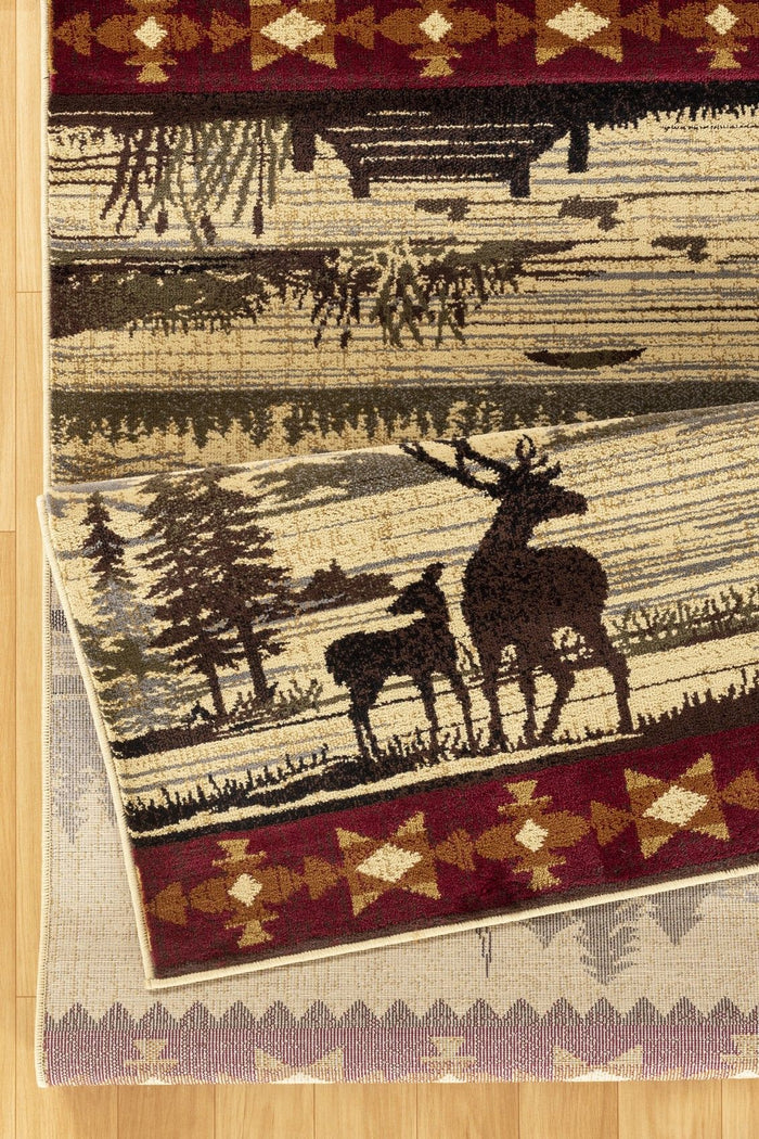 Nature's Nest - 5'3" X 7'3" Lodge Area Rug - Multi / Cream by Icona Home Decor | Bel Furniture