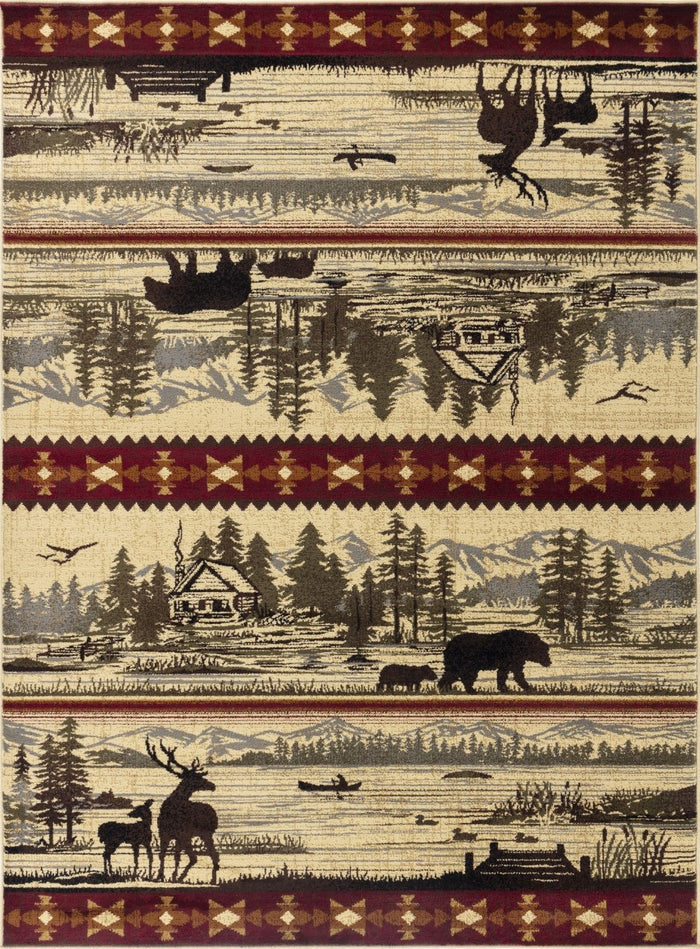 Nature's Nest - 5'3" X 7'3" Lodge Area Rug - Multi / Cream by Icona Home Decor | Bel Furniture