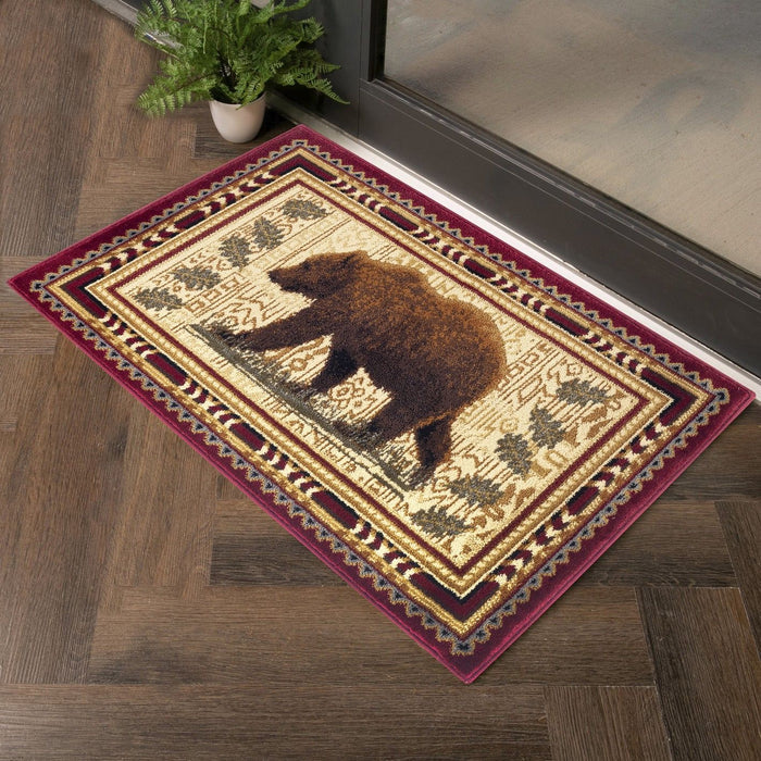 Nature's Nest - 5'3" X 7'3" Lodge Area Rug - Multi, Red by Icona Home Decor | Bel Furniture