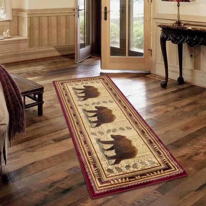 Nature's Nest - 5'3" X 7'3" Lodge Area Rug - Multi, Red by Icona Home Decor | Bel Furniture