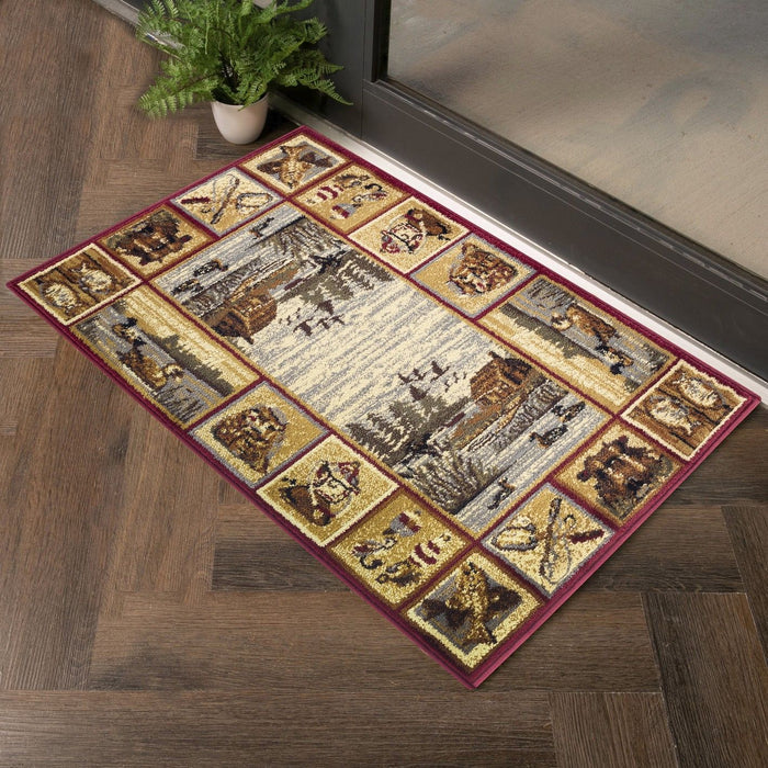 Nature's Nest - 5'3" X 7'3" Lodge Area Rug - Red by Icona Home Decor | Bel Furniture