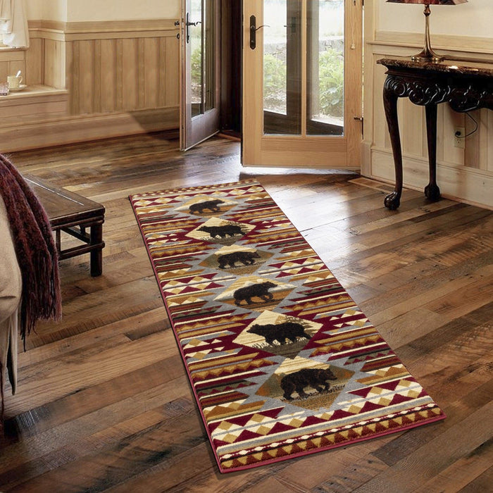 Nature's Nest - 5'3" X 7'3" Lodge Area Rug Polypropylene - Multi, Red by Icona Home Decor | Bel Furniture